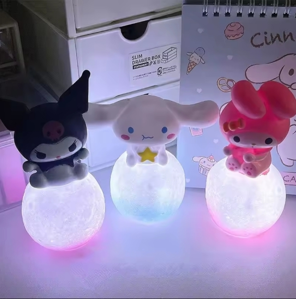 Sanrio Character LED Night Lights - Black, White, Pink